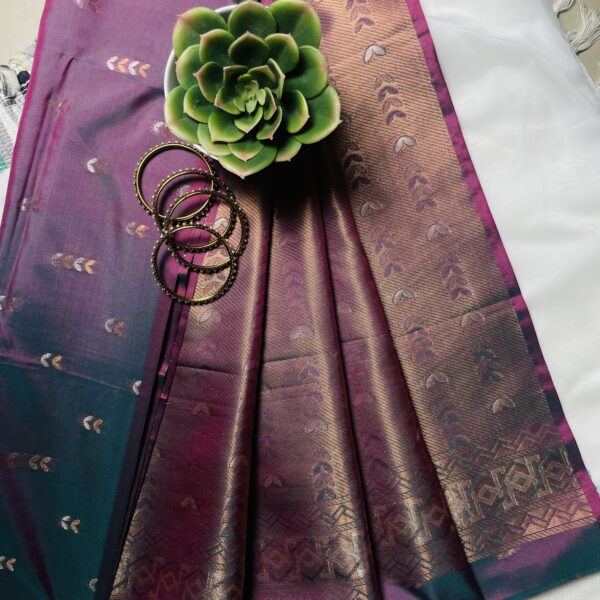 Butter Soft Silk Meena Butta Saree- Pink and purple double shade colour
