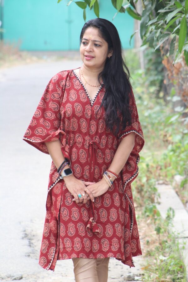 Ajarakh Cotton Kaftan kurti top - Image 3