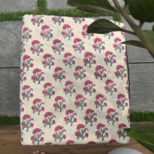Ajarakh printed off white flex cotton running material