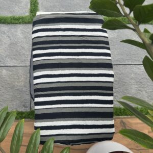 Black, cream and grey stripes pure cotton running material