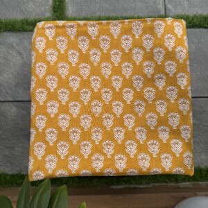 Yellow pure soft cotton running with white ajarakh print