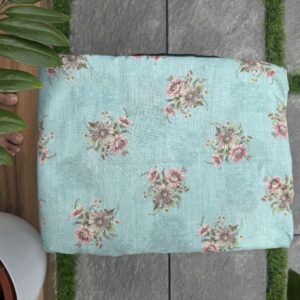 Light blue colour flower printed cotton running material