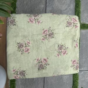Pista green colour flower printed cotton running material