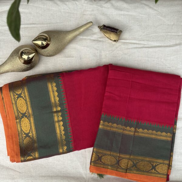 Mangalagiri Cotton Red and green churidhar set