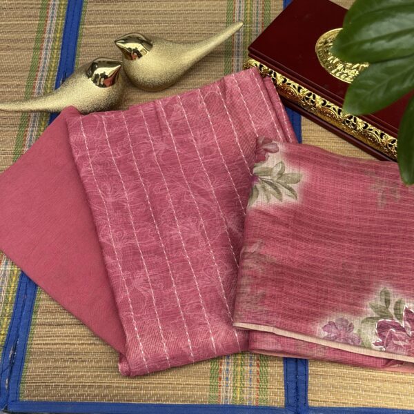 Linen Tissue Print with digital print Dupatta light pink colour churidhar set