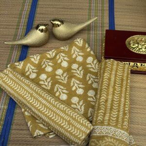 Mustard colour ajarakh print pure soft cotton churidhar set