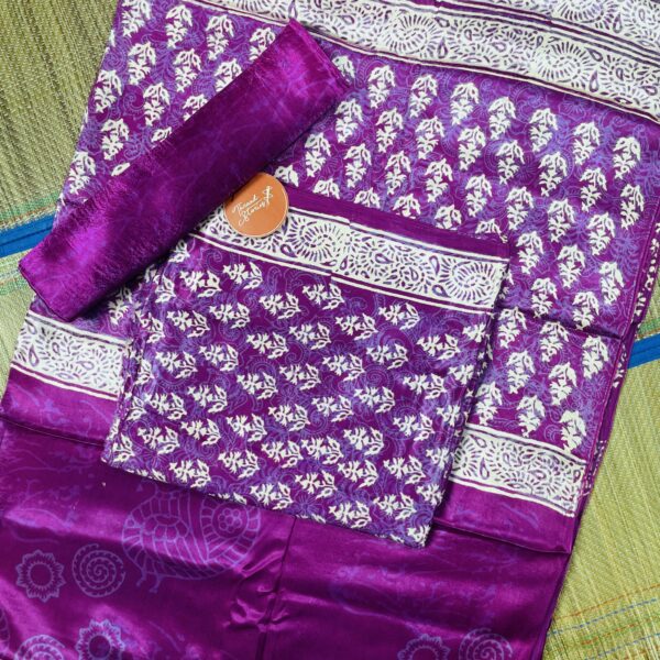 Violet Ajarak print modal silk churidhar set with dupatta