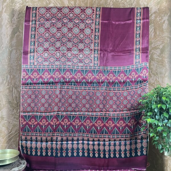 Maroon ajarakh modal silk Saree