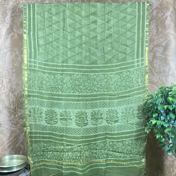 Olive green kota doria Saree