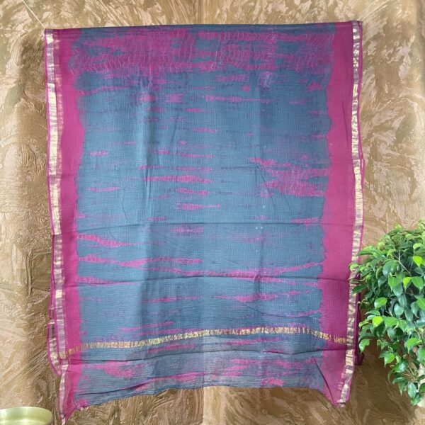 Grey and pink border kota doria Saree