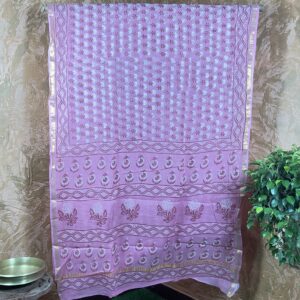 Pink bagru print kota doria Saree