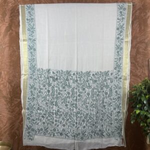 Elegant Mulmul Kantha Saree