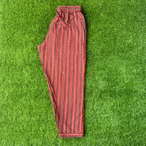 Red ajarakh cotton pants with lines
