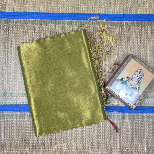 Golden tissue handloom zari mulmul saree - Image 3