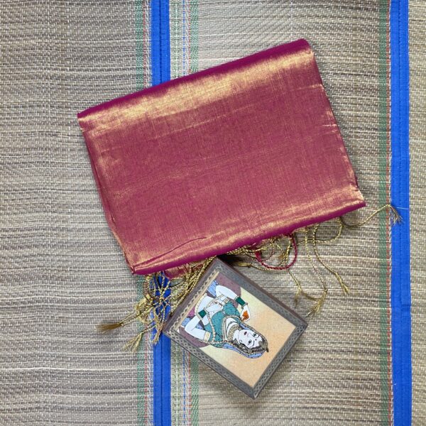 Golden tissue handloom zari mulmul saree - Image 4