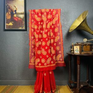 Red Chikankari Saree
