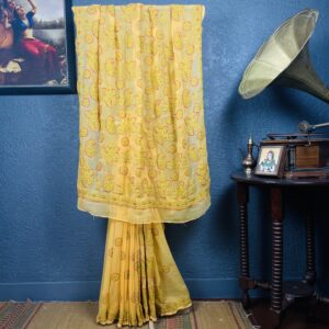 Yellow Chikankari Saree