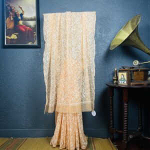 Peach Chikankari Saree