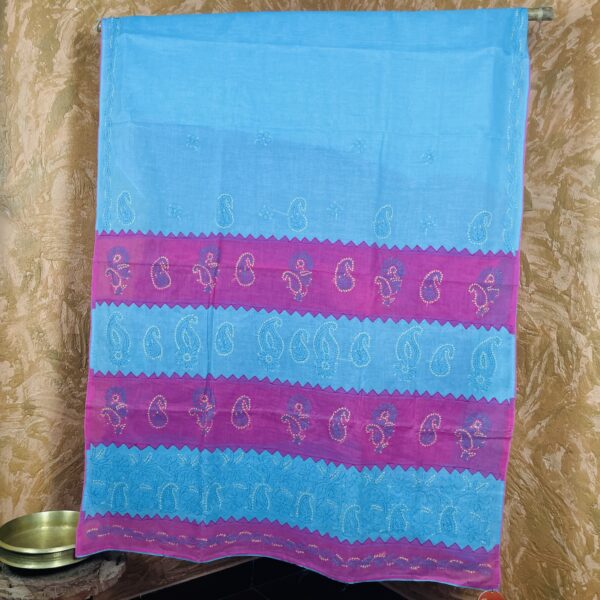 Blue and Pink Saree with Chikankari print