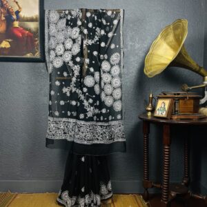 Black Chikankari Saree