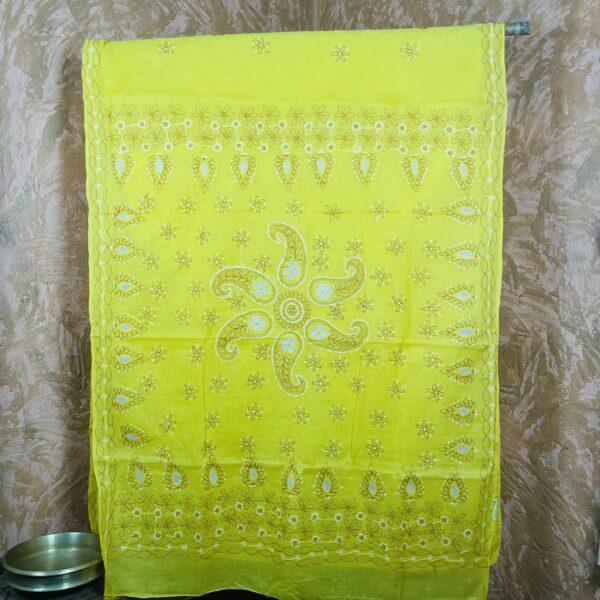 Yellow Chikankari Saree