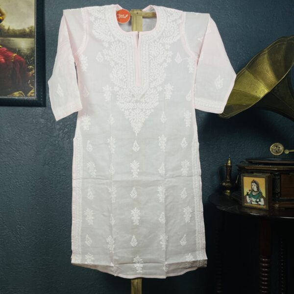 Pink Cotton Chikankari Kurti