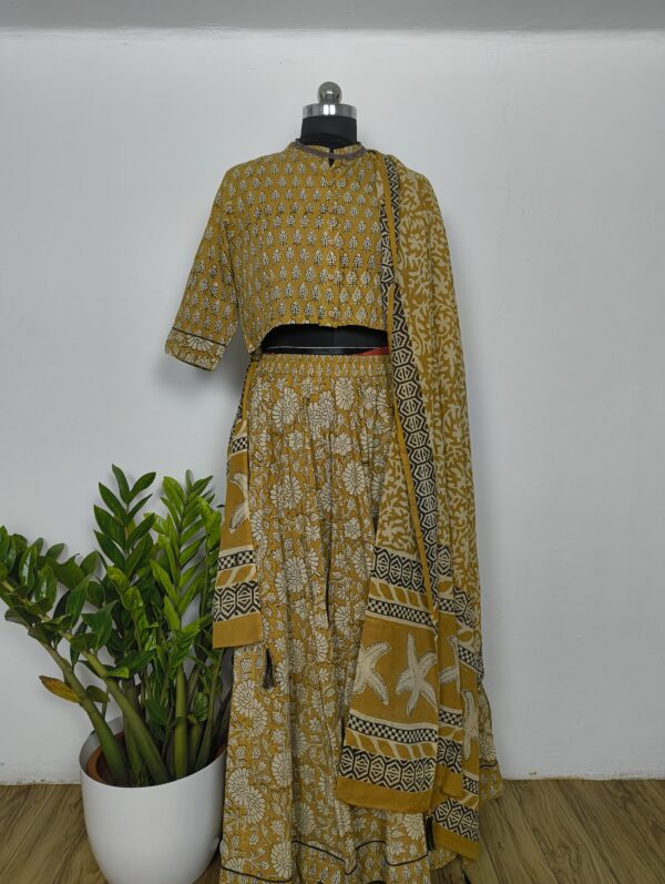 Mustard yellow Indian lehanga skirt set