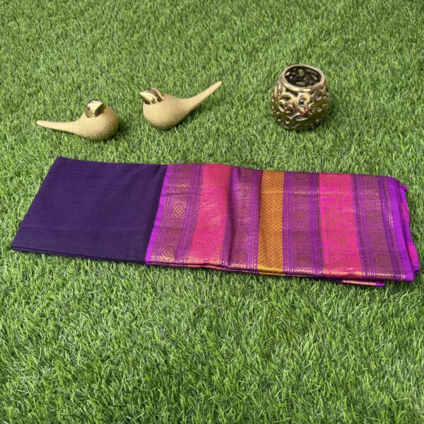 Navy Blue Mangalagiri Cotton with heavy Zari Border