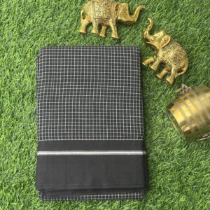 Black small checks patteda Bengal cotton saree