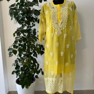 Yellow chikankari kurti