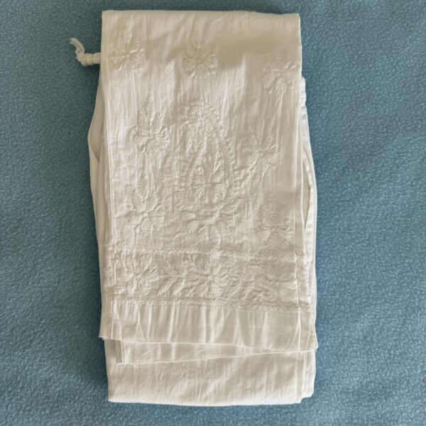 White chikankari palazzo pants