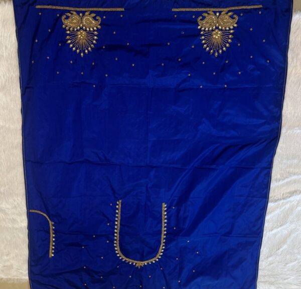 Aari work in raw silk blouse piece of 1 metre(Hand work)