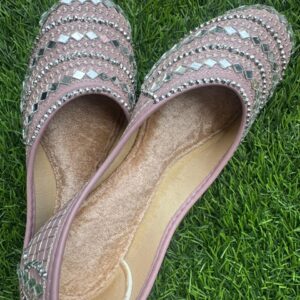 Baby Pink Punjabi Jhoothi with mirror work in size 7